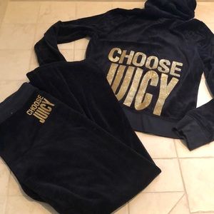 Juicy couture navy blue sweatpants sweatshirt Set